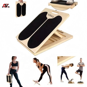 Wood Slant Board Balance Board <b>Set</b> Resistance Bands Adjustable Calf Stretcher Portable Home Gym Exercise Legs Rehab Fitness - Product Image 1