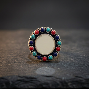 Bague Queen Victoria avec pierres précieuses multicolores, argent naturel 925, bague cocktail bohème pour femme, bijoux, pierre au choix, la meilleure - Product Image 2