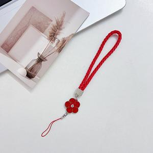 Cordon de téléphone coloré motif trèfle et camélia, en polyester tressé artisanal + boucle en alliage + matériau PP, style minimaliste, sangle chaîne - Product Image 5