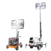Tour d'éclairage mobile sur remorque LICHO 6-7m à LED, élévateur hydraulique, générateur diesel, alimentation multiple (AC/DC/IP65), garantie 5 ans, 440000