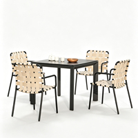 Ensemble de salle à manger d'extérieur en aluminium et sangles tressées en oléfine, résistant à l'eau et aux UV, pour patio, jardin, balcon, table et chaises de bistrot