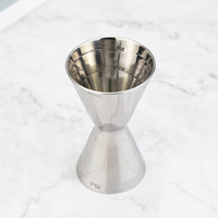Jigger à cocktail double dose 30/45 ml en acier inoxydable SS304, finition miroir intérieure et extérieure, compatible lave-vaisselle, pour bars et restaurants (vente en gros)