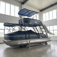 Bateaux Allsea à double pont, 7,6 m (25 pieds), bateau à pontons en aluminium, bateau de fête, bateau de loisirs familial, bateau de pontons de luxe avec toboggan