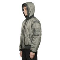 Veste bomber zippée à capuche pour homme, coupe ample, style vintage, délavée à l'acide, fabriquée sur mesure par TOPSHOW