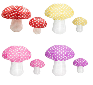 Grande <span class=keywords><strong>lanterne</strong></span> en papier en forme de champignon 3D pour les décorations de mariage et d'anniversaire, ornement de fond - Product Image 1