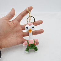 Porte-clés oiseau à long cou en crochet fait main porte-clés oiseau coloré avec grands yeux Logo personnalisé pour la décoration de sac