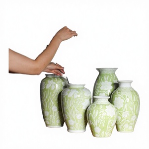 แจกันเซรามิกสีน้ำเงินขาวโบราณสำหรับตกแต่งพื้นบ้าน ผนังห้องนั่งเล่น - Product Image 4