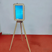 Équipement de photomaton de mariage portable rétro avec écran tactile de 18,5 pouces compatible iPad et reflex numérique, impression en libre-service, capacité de 15 personnes