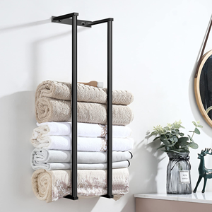 Hot Sale Wall Mounted Stainless Steel Bathroom Towel Rack Self Adhesive Matte Black Towel Holder Towel <b>Shelf</b> - Product Image 1