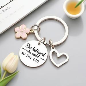 Porte-clés personnalisé en acier inoxydable argenté de haute qualité avec inscription, cadeau créatif pour les fêtes, pour amis et sœurs - Product Image 6