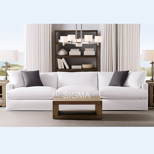 Sofá Seccional de Tela Tapizado de Estilo Nórdico de Lujo para Sala de Estar, Decoración Moderna para el Hogar con Diseño Modular Cómodo en Beige - Product Image 1