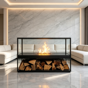 Cheminée au bioéthanol encastrée Valse Luxury avec flamme réglable et brûleur anti-déversement pour hôtel, villa, salon ou hall d'hôtel. - Product Image 1