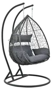 Yeni tasarım çift koltuklu açık sallanır sandalye 2 koltuk deluxe veranda salıncak asılı sandalye