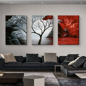 Decoración de Pared para el Hogar, 3 Paneles, Pintura Abstracta de Paisaje, <span class=keywords><strong>Arte</strong></span> Moderno en Lienzo, Impresiones Decorativas para Pared - Product Image 3