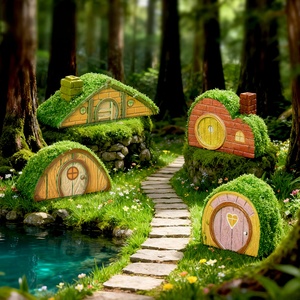 Adornos de Paisajes en Miniatura, Casas de Musgo Estilo Caricatura, Casitas para Jardinería, Accesorios para Plantas en Maceta, Adornos de Mesa - Product Image 3