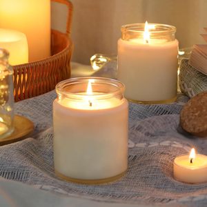 Bocaux à bougies en verre transparent de luxe de 6 oz avec bouchon en liège pour la décoration intérieure, petits récipients à parois droites - Product Image 3