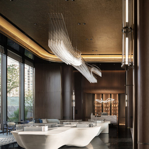 Lustre personnalisé en verre acrylique décoratif pour le hall de l'hôtel Lampe suspendue moderne de grande taille pour le projet Hall Castle - Product Image 5