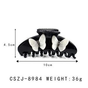 CANYUAN-Pinza para el pelo para niña, pinza para el pelo, color negro, gris, punto Diamante, mariposa, acetato, <span class=keywords><strong>Popular</strong></span>, amarillo - Product Image 2