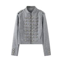 Vêtements d'été pour femmes en gros PB&ZA, style européen et américain, veste à épaulettes avec fermeture éclair et décoration métallique