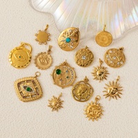 18K or bricolage basique en acier inoxydable chaîne en vrac Daquan soleil lune pendentif perle collier four vide bijoux résultats composants