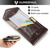 Dompet Pendek Kulit Asli Saffiano Gaya Retro dengan Pegangan Tangan, Kantong Koin, Tempat Pena, dan RFID Blocking, Cocok untuk Perjalanan Sehari-hari