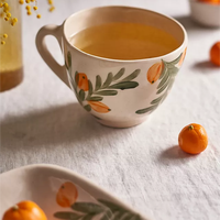 Mug à café vintage en porcelaine orange unique 300 ml, couleur et logo personnalisés, emballage en carton