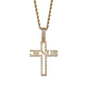 Pendentif personnalisé en alliage plaqué or avec CZ pour homme, style hip-hop - Product Image 1