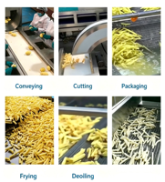 Commerciële productielijn voor aardappelchips van roestvrij staal, inclusief snij- en frituursysteem