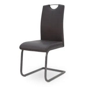كرسي طعام أسود على شكل قوس من البولي يوريثلين الأكثر مبيعًا مع أرجل بإطار مطلي بالمسحوق لغرفة الطعام