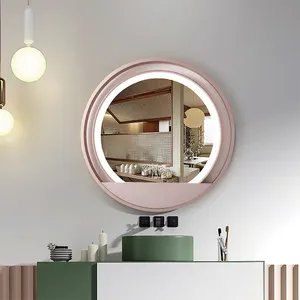 2023 Заводская распродажа, круглые зеркала для салона, зеркала для парикмахерской со светодиодной подсветкой, зеркало для ванной комнаты со светодиодной подсветкой и голубыми зубами