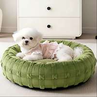 Coussin rond pour animaux de compagnie, style donut, plissé, pour un sommeil profond, chaud et confortable, pour petits chiens, toutes saisons