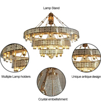 Grand lustre de luxe pour mosquée, or, projet islamique, éclairage marocain, lampe musulmane, éclairage d'église, salon