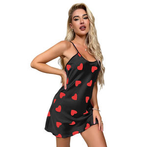 <span class=keywords><strong>OLAF</strong></span> Nuevo Modelo de Ropa para Mujer, Camisón de Seda de Hielo con Estampado de Amor, Ropa de Dormir Cómoda para el Hogar, Pijamas Casuales para Mujer - Product Image 5