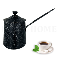 Personnalisation d'usine revêtement en marbre noir cafetière arabe polyvalente cafetière turque chauffe-café avec couvercle et poignée