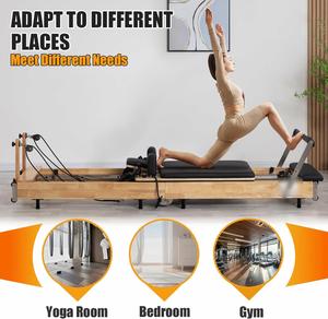 Máquina de Pilates Reformer Plegable para Gimnasio en Casa, Equipo de Fitness de Madera de Roble, Arce y Haya - Product Image 3
