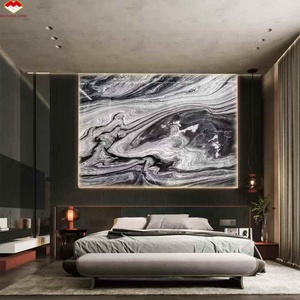 Panneaux de marbre noir du Caucase naturel avec veines blanches, polis pour la décoration de cheminée, mur de télévision - Product Image 3