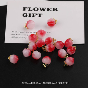 Strawberry Glass <b>Beads</b> For Jewelry Making Crystal Lampwork <b>Loose</b> <b>Beads</b> Pink Red Translucent DIY Handmade Accessories - Product Image 3