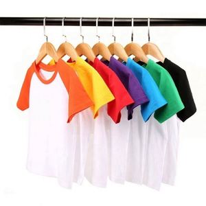 T-shirts pour enfants en coton doux de haute qualité, couleur assortie, col rond, avec logo personnalisé - Product Image 3