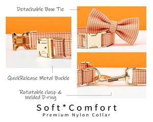 Cam kẻ sọc cá nhân Dog BOW TIE Dây Xích thiết lập, custo khắc Puppy nae kim loại khóa, handade cổ áo quà tặng cho sall chó - Product Image 5