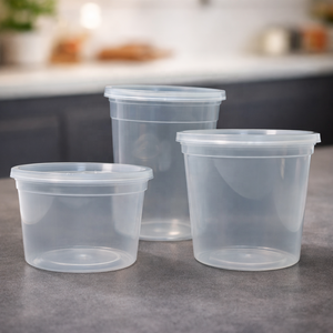 Contenants alimentaires jetables en PP transparent avec couvercles sécurisés, gobelets anti-fuite pour la préparation des repas, la vente à emporter et la restauration - Product Image 1