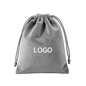 Sac en velours à cordon de serrage en gros, pochette en velours personnalisée avec logo imprimé, pochette de rangement pour bijoux, petit sac cadeau pour cosmétiques - Product Image 1