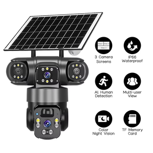 Caméra IP Wifi 15MP 8K à trois objectifs, solaire, extérieure, étanche, vision nocturne, audio bidirectionnel, détection humaine, caméra de sécurité CCTV 15MP 8K R - Product Image 1