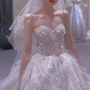 Pháp thanh lịch nhỏ Wedding Dress cho cô dâu chính bầu trời đầy sao Tô Châu phong cách ánh sáng long lanh cô gái Gown beading Đế Chế Silhouette - Product Image 2