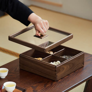 Plateau à fruits carré en <span class=keywords><strong>bois</strong></span> laqué, boîte à bonbons avec couvercle, moderne, haut de gamme, durable, récipient alimentaire multifonctionnel - Product Image 5