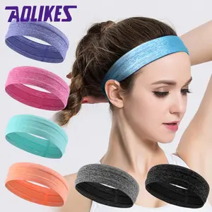 Aolikes fashion sport gym headband yoga hairband wide stretch antislip elastic sports headband for men and women