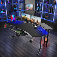 Support pour moniteur de bureau en fibre de carbone personnalisé RVB avec ailes extensibles Grande table d'ordinateur de jeu Esports pour PC