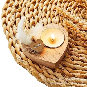 Wooden Heart Shaped Candle Holder <b>Tea</b> Light <b>Stand</b> Valentine's Day Home Decoration - Product Image 5
