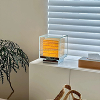 Lampe de table carrée en verre avec abat-jour en papier, lampe de bureau moderne, lampe de chevet décorative pour chambre à coucher, bureau, hôtel