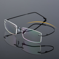 Moyen-Orient meilleur vendeur classique carré sans monture pliant titane métal Super léger unisexe lunettes montures
