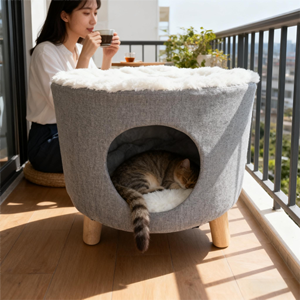 Nieuwe design stijl natuurlijke strooien nest geweven handgemaakt dierenhuis winter warm kattenbed krabplank creatieve kruk kattennest - Product Image 1